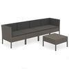 vidaXL 5-tlg. Garten-Lounge-Set mit Auflagen Poly Rattan Grau