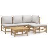 vidaXL 5-tlg. Garten-Lounge-Set mit Hellgrauen Kissen Bambus