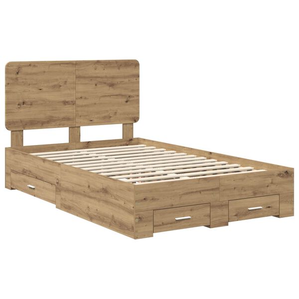 vidaXL Bettrahmen Artisan-Eiche 120 x 190 cm Holzwerkstoff