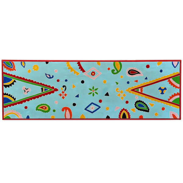 vidaXL Konsolentisch Massivholz Mango Blau Handbemalt