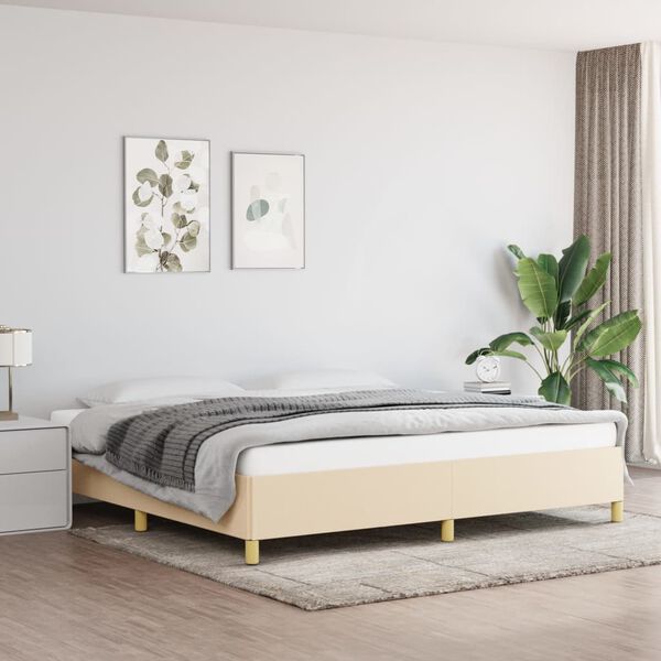 vidaXL Bettgestell ohne Matratze Creme 200x200 cm Stoff