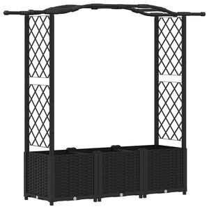vidaXL Hochbeet mit Rankgitter und Dach Schwarz 164 x 40 x 138 cm PP