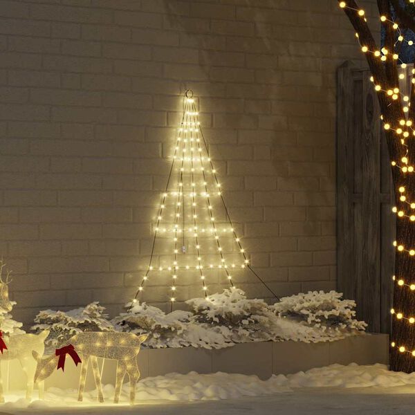 vidaXL LED Weihnachtsbaum mit Erdspie&szlig;en Warmes Wei&szlig; 182 cm Metall