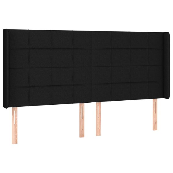 vidaXL Kopfteil mit Ohren Schwarz 163x16x118/128 cm Stoff