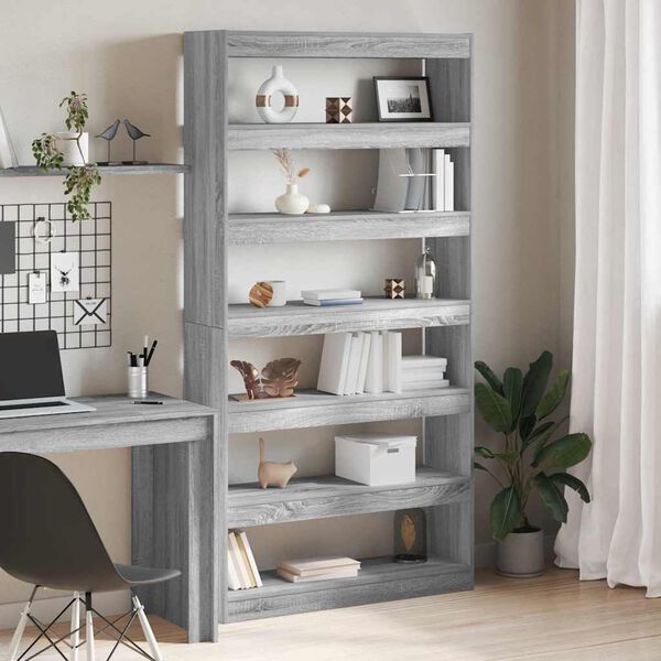 vidaXL B&uuml;cherregal Graues Sonoma 100 x 30 x 198 cm Holzwerkstoff