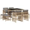 vidaXL 9-tlg. Garten-Essgruppe mit Kissen Beigemischung Poly Rattan