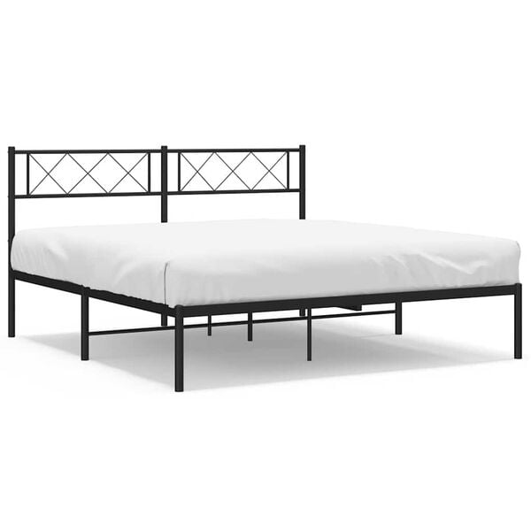 vidaXL Bettgestell mit Kopfteil Metall Schwarz 150x200 cm