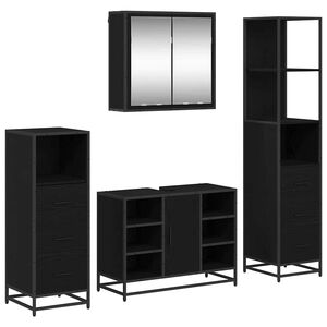 vidaXL Badezimmerm&ouml;bel-Set 4 stk. Schwarz Eichen-Optik 80 x 33 x 60 cm