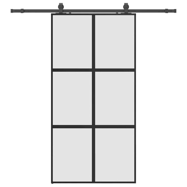 vidaXL Schiebet&uuml;r mit Beschlag Schwarz 102,5x205 cm Hartglas