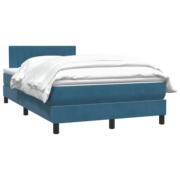 vidaXL Boxspringbett mit Matratze Dunkelblau 120x210 cm Samt