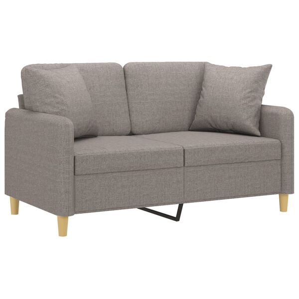 vidaXL 2-Sitzer-Sofa mit Zierkissen Taupe 120 cm Stoff