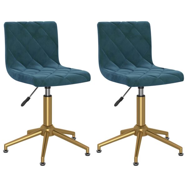vidaXL Esszimmerst&uuml;hle 2 Stk. Drehbar Blau Samt