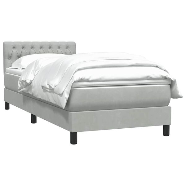 vidaXL Boxspringbett mit Matratze Hellgrau 80x210 cm Samt