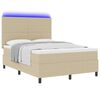 vidaXL LED Boxspringbett Hellgrau und Wei&szlig; 140 x 200 cm Cordstoff