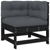 vidaXL Ecksofa mit Kissen Schwarz Massivholz Kiefer