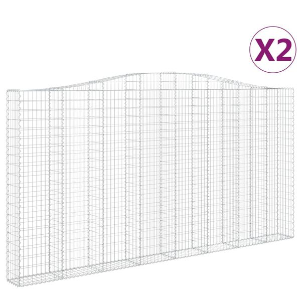 vidaXL Gabionen mit Hochbogen 2 Stk. 400x30x200/220cm Verzinktes Eisen