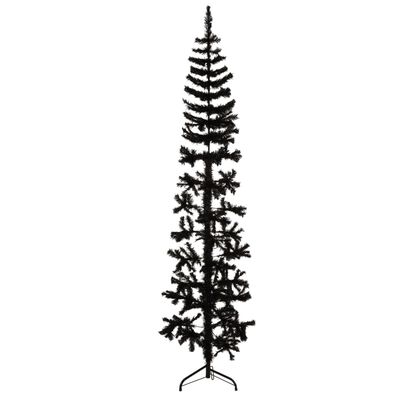 vidaXL Künstlicher Halb-Weihnachtsbaum Ständer Schlank Schwarz 240 cm