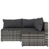 vidaXL 3-tlg. Garten-Lounge-Set mit Kissen Grau Poly Rattan