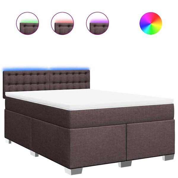 vidaXL Boxspringbett mit Matratze Dunkelbraun 140x190 cm Stoff
