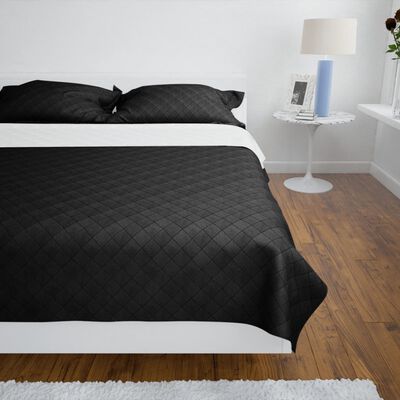 vidaXL Zweiseitige Tagesdecke Gesteppt Schwarz/Weiß 170x210 cm