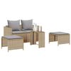 vidaXL 5-tlg. Garten-Sofagarnitur Kissen Stapelbar Beige Poly Rattan