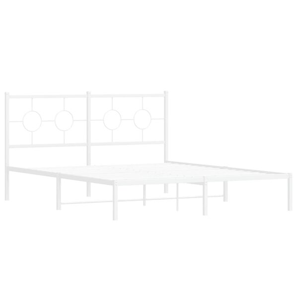 vidaXL Bettgestell mit Kopfteil Metall Wei&szlig; 160x200 cm