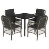 vidaXL 5-tlg. Garten-Essgruppe mit Kissen Grau Poly Rattan