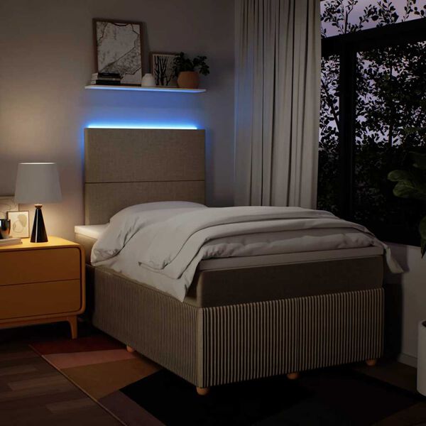 vidaXL Boxspringbett mit Matratze Creme 120x190 cm Stoff