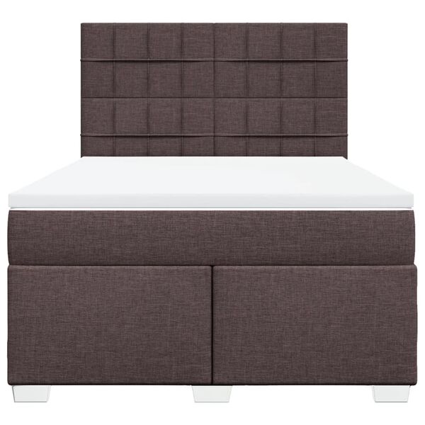 vidaXL Boxspringbett mit Matratze Dunkelbraun 160x200 cm Stoff