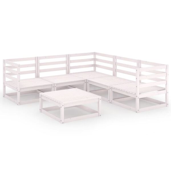 vidaXL 6-tlg. Garten-Lounge-Set Wei&szlig; Kiefer Massivholz