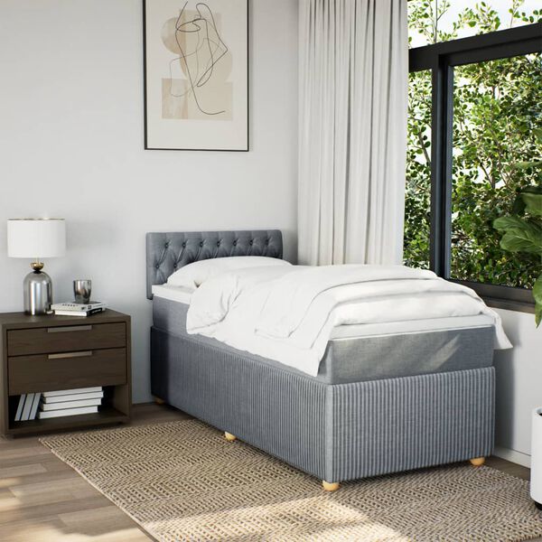 vidaXL Boxspringbett mit Matratze Hellgrau 80x200 cm Stoff