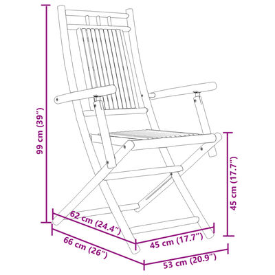 vidaXL Gartenstühle 2 Stk. Klappbar 53x66x99 cm Bambus