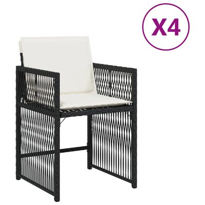 vidaXL Gartenstühle mit Kissen 4 Stk. Schwarz Poly Rattan