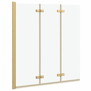 vidaXL Faltbare Duschkabine Gold 130 x 138 cm ESG-Glas und Aluminium