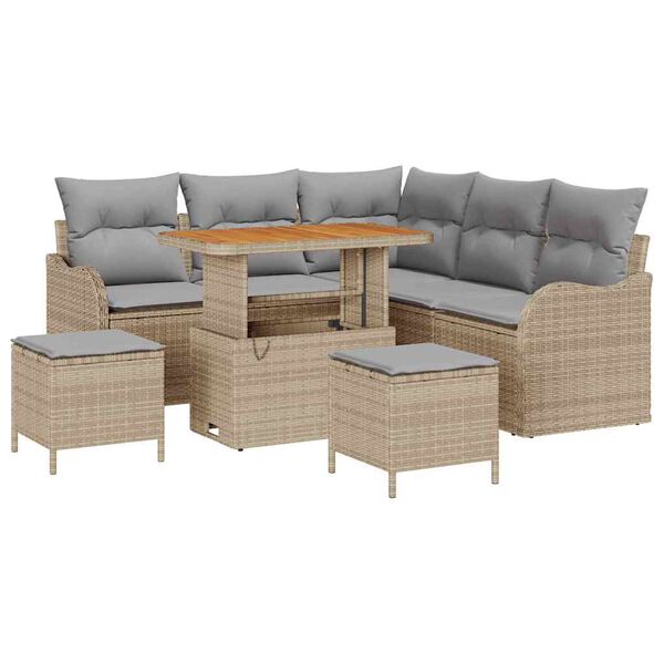 vidaXL Gartensofa-set mit Kissen 8 pcs Beige Poly-Rattan