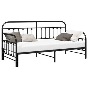 vidaXL Tagesbettrahmen Schwarz 90 x 200 cm Pulverbeschichteter Stahl