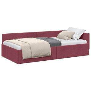 vidaXL Eckbettgestell mit Kopfteil Weinrot 100 cm x 200 cm Samt