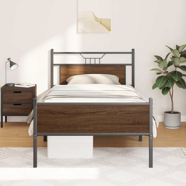 vidaXL Bettgestell ohne Matratze Braun Eiche 100x190 cm Holzwerkstoff