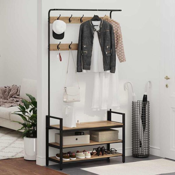 vidaXL Garderobenst&auml;nder Artisan-Eiche 95 x 34 x 184 cm Holzwerkstoff
