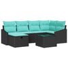 vidaXL Sofa Set mit Kissen mit Speicher Schwarz Poly-Rattan