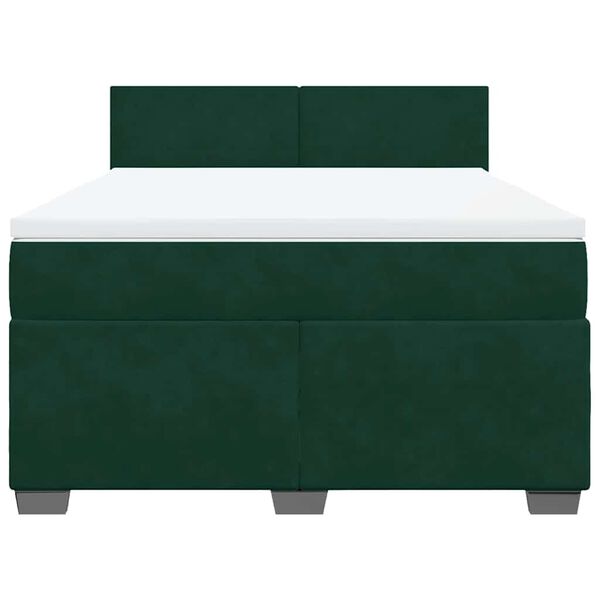 vidaXL Boxspringbett mit Matratze Dunkelgr&uuml;n 160x200 cm Samt