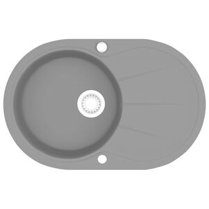 vidaXL Granitsp&uuml;le Einzelbecken Oval Grau
