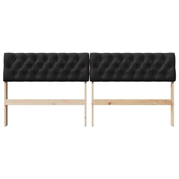 vidaXL Gepolstertes Kopfteil Schwarz 180 cm Massives Kiefernholz