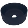 vidaXL Luxuri&ouml;ses Waschbecken Rund Matt Dunkelblau 40x15 cm Keramik