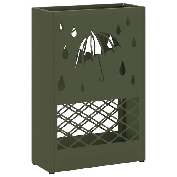 vidaXL Sonnenschirmhalter Olivgr&uuml;n 28 x 12 x 41 cm Stahl