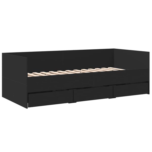 vidaXL Tagesbett mit Schubladen ohne Matratze Schwarz 90x200 cm