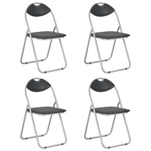 vidaXL Klappst&uuml;hle, 4 St&uuml;ck, schwarzes Kunstleder
