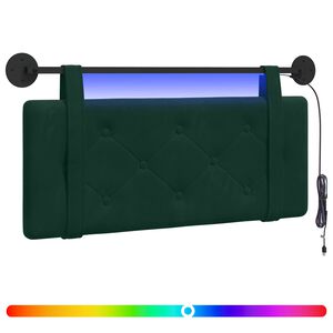 vidaXL H&auml;ngendes Kopfteil Mit LED Licht Dunkelgr&uuml;n Samt