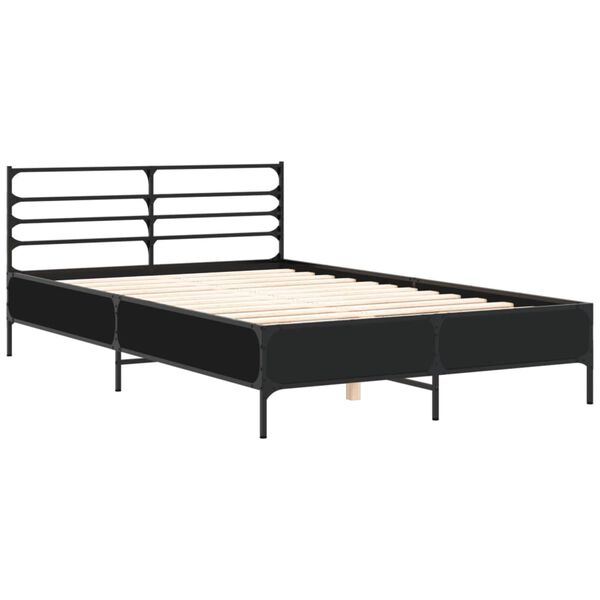 vidaXL Bettgestell Schwarz 120x200 cm Holzwerkstoff und Metall