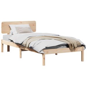 vidaXL Bettrahmen mit Kopfteil Natur 90 x 190 cm Massives Kiefernholz